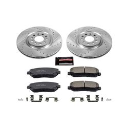 Pads and Rotors, Evolution Sport, Cross-Drilled/Slotted Surface, Iron, Zinc Plated, 13.000 in. Diameter, Z23 Carbon Fiber Ceramic Pads, Kit