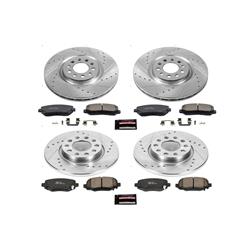 Pads and Rotors, Evolution Sport, Cross-Drilled/Slotted Surface, Iron, Zinc Plated, 13.000 in./10.955 in. Diameter, Z23 Carbon Fiber Ceramic Pads, Kit