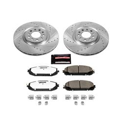 Pads and Rotors, Truck and Tow, Cross-Drilled/Slotted Surface, Iron, Zinc Plated, 13.000 in. Diameter, Z36 Carbon Fiber Ceramic Pads, Kit