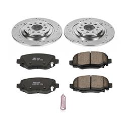 Pads and Rotors, Evolution Sport, Cross-Drilled/Slotted Surface, Iron, Zinc Plated, 12.611 in. Diameter, Z23 Carbon Fiber Ceramic Pads, Kit