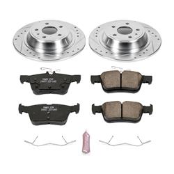 Brake Rotors/Pads, Cross-Drilled/Slotted, Iron, Zinc Plated, Ford, Lincoln, Rear, Kit