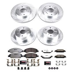 Brake Pad and Rotor Combos, Z36 Truck and Tow, Carbon Fiber Ceramic, Front and Rear, Cross and Slotted Rotors, Cadillac, Chevrolet, GMC, Kit