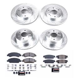 Brake Pad and Rotor Combos, Z23 Evolution, Carbon Fiber Ceramic, Front and Rear, Cross and Slotted Rotors, Cadillac, Chevrolet, GMC, Kit