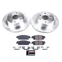 Brake Rotors/Pads, Cross-Drilled/Slotted, Iron, Zinc Plated, Cadillac, Chevy, GMC, Rear, Kit