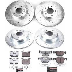 Brake Rotor and Pad Combo, Z26 Street Warrior, Front/Rear, Cross-drilled/Slotted Rotors, Zinc Dichromate Plated, Carbon Fiber Ceramic Pads, BMW, Kit