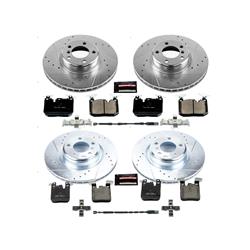 Pads and Rotors, Evolution Sport, Cross-Drilled/Slotted Surface, Iron, Zinc Plated, 13.380 in./13.580 in. Diameter, Z23 Carbon Fiber Ceramic Pads, Kit