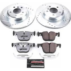 Brake Rotor and Pad Combo, Z26 Street Warrior, Rear, Cross-drilled/Slotted Rotors, Zinc Dichromate Plated, Carbon Fiber Ceramic Pads, BMW, Kit