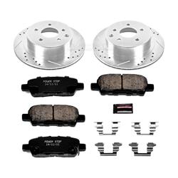 Pads and Rotors, Evolution Sport, Cross-Drilled/Slotted Surface, Iron, Zinc Plated, 11.500 in. Diameter, Z23 Carbon Fiber Ceramic Pads, Kit