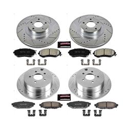 Brake Rotor and Pad Combo, Z23 Evolution Sport Brake Upgrade, Front/Rear, Cross-drilled/Slotted Rotors, Carbon Fiber Ceramic Pads, Subaru, Kit