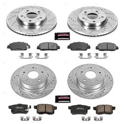 Brake Rotor and Pad Combo, Z23 Evolution Sport Brake Upgrade, Front/Rear, Cross-drilled/Slotted Rotors, Carbon Fiber Ceramic Pads, Kit