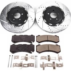 Pads and Rotors, Evolution Sport, Cross-Drilled/Slotted Surface, Iron, Zinc Plated, 15.350 in. Diameter, Z23 Carbon Fiber Ceramic Pads, Kit