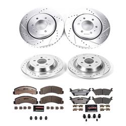 Pads and Rotors, Truck and Tow, Cross-Drilled/Slotted Surface, Iron, Zinc Plated, 13.780 in./13.227 in. Diameter, Z36 Carbon Fiber Ceramic Pads, Kit