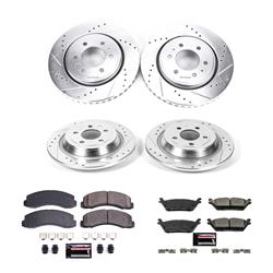 Pads and Rotors, Evolution Sport, Cross-Drilled/Slotted Surface, Iron, Zinc Plated, 13.780 in./13.227 in. Diameter, Z23 Carbon Fiber Ceramic Pads, Kit