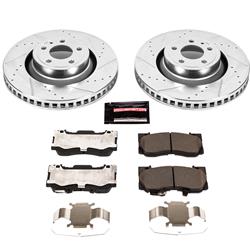 Pads and Rotors, Evolution Sport, Cross-Drilled/Slotted Surface, Iron, Zinc Plated, 13.861 in. Diameter, Z23 Carbon Fiber Ceramic Pads, Kit