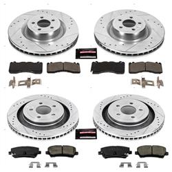 Pads and Rotors, Evolution Sport, Cross-Drilled/Slotted Surface, Iron, Zinc Plated, 14.959 in./12.996 in. Diameter, Z23 Carbon Fiber Ceramic Pads, Kit