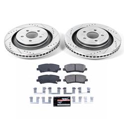 Pads and Rotors, Evolution Sport, Cross-Drilled/Slotted Surface, Iron, Zinc Plated, 12.996 in. Diameter, Z23 Carbon Fiber Ceramic Pads, Kit
