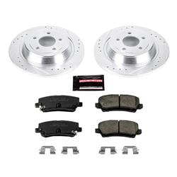 Pads and Rotors, Evolution Sport, Cross-Drilled/Slotted Surface, Iron, Zinc Plated, 12.599 in. Diameter, Z23 Carbon Fiber Ceramic Pads, Kit