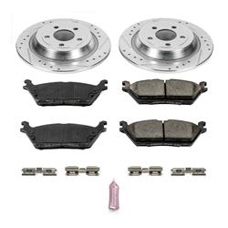 Pads and Rotors, Evolution Sport, Cross-Drilled/Slotted Surface, Iron, Zinc Plated, 13.227 in. Diameter, Z23 Carbon Fiber Ceramic Pads, Kit