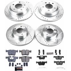 Brake Rotor and Pad Combo, Z23 Evolution Sport Brake Upgrade, Front/Rear, Cross-drilled/Slotted Rotors, Carbon Fiber Ceramic Pads, BMW, Kit