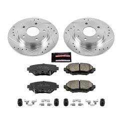 Pads and Rotors, Evolution Sport, Cross-Drilled/Slotted Surface, Iron, Zinc Plated, 10.410 in. Diameter, Z23 Carbon Fiber Ceramic Pads, Kit