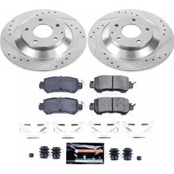 Pads and Rotors, Evolution Sport, Cross-Drilled/Slotted Surface, Iron, Zinc Plated, 11.930 in. Diameter, Z23 Carbon Fiber Ceramic Pads, Kit