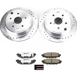 Pads and Rotors, Street Warrior, Cross-Drilled/Slotted Surface, Iron, Zinc Plated, 11.260 in. Diameter, Z26 Carbon Fiber Ceramic Pads, Kit