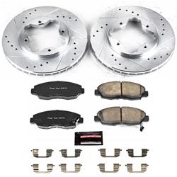 Brake Rotors/Pads, Cross-Drilled/Slotted, Iron, Zinc Dichromate Plated, Front, for use on Acura®, Honda®, Kit