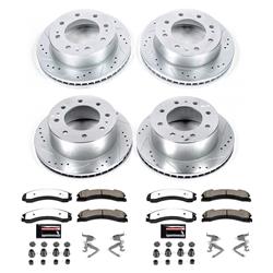 Brake Rotors/Pads, Cross-Drilled/Slotted, Iron, Zinc Plated, Chevy, GMC, Front, Kit