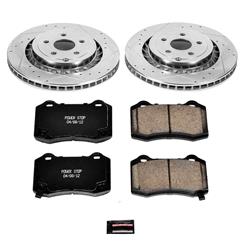 Pads and Rotors, Evolution Sport, Cross-Drilled/Slotted Surface, Iron, Zinc Plated, 14.189 in. Diameter, Z23 Carbon Fiber Ceramic Pads, Kit