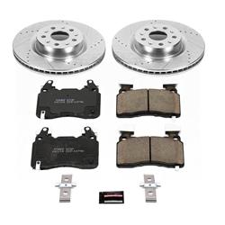 Pads and Rotors, Evolution Sport, Cross-Drilled/Slotted Surface, Iron, Zinc Plated, 13.581 in. Diameter, Z23 Carbon Fiber Ceramic Pads, Kit
