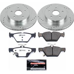 Pads and Rotors, Street Warrior, Cross-Drilled/Slotted Surface, Iron, Zinc Plated, 11.810 in. Diameter, Z26 Carbon Fiber Ceramic Pads, Kit