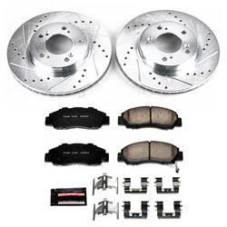 Brake Rotor/Pad, 1-Click, Iron, Drilled/Slotted, Ceramic Pad, Front, for use on Acura®, Honda®, Kit