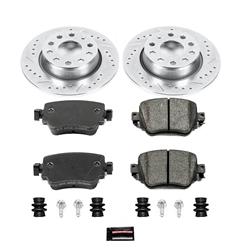 Pads and Rotors, Evolution Sport, Cross-Drilled/Slotted Surface, Iron, Zinc Plated, 10.710 in. Diameter, Z23 Carbon Fiber Ceramic Pads, Kit