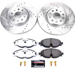 Brake Rotor and Pad Combo, Z26 Street Warrior, Front, Cross-drilled/Slotted Rotors, Zinc Dichromate Plated, Carbon Fiber Ceramic Pads, Audi, Kit