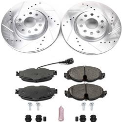 Brake Rotor and Pad Combo, Z23 Evolution Sport Upgrade, Front, Cross-drilled/Slotted Rotors, Zinc Dichromate Plated, Carbon Fiber Ceramic Pads, Audi