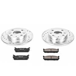 Brake Rotors/Pads, Cross-Drilled/Slotted, Iron, Zinc Dichromate Plated, Rear, Mazda, Kit
