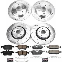 Pads and Rotors, Evolution Sport, Cross-Drilled/Slotted Surface, Iron, Zinc Plated, 13.190 in./10.670 in. Diameter, Z23 Carbon Fiber Ceramic Pads, Kit