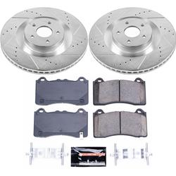 Brake Rotor and Pad Combo, Z23 Evolution Sport Upgrade, Front, Cross-drilled/Slotted Rotors, Zinc Dichromate Plated, Carbon Fiber Ceramic Pads, Ford