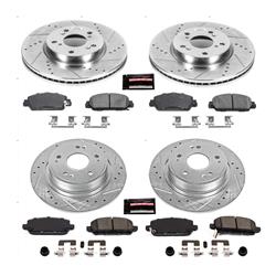 Pads and Rotors, Evolution Sport, Cross-Drilled/Slotted Surface, Iron, Zinc Plated, 11.540 in./11.100 in. Diameter, Z23 Carbon Fiber Ceramic Pads, Kit