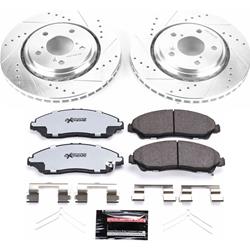 Brake Rotor and Pad Combo, Z36 Truck and Tow, Front, Cross-drilled/Slotted, Zinc Dichromate Plated, Carbon Fiber Ceramic Pads, for use on Honda®, Kit