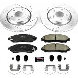 Brake Rotor and Pad Combo, Z23 Evolution Sport Upgrade, Front, Cross-drilled/Slotted, Zinc Dichromate, Carbon Fiber Ceramic Pads, for use on Honda®