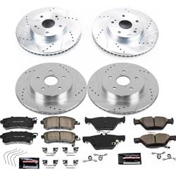 Pads and Rotors, Evolution Sport, Cross-Drilled/Slotted Surface, Iron, Zinc Plated, 11.540 in./11.810 in. Diameter, Z23 Carbon Fiber Ceramic Pads, Kit