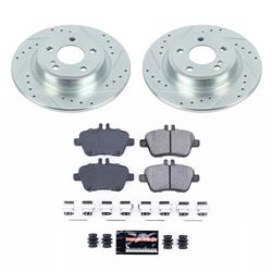 Rotors/Pads, Evolution Sport, Z23 Carbon Fiber Ceramic Pads, Iron Rotors, Zinc Plated, Cross-Drilled/Slotted, Rear, Mercedes-Benz, Set