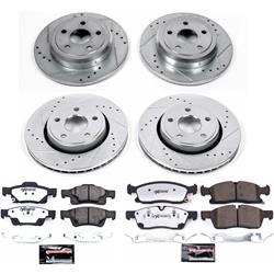 Pads and Rotors, Truck and Tow, Cross-Drilled/Slotted Surface, Iron, Zinc Plated, 12.990 in./12.990 in. Diameter, Z36 Carbon Fiber Ceramic Pads, Kit