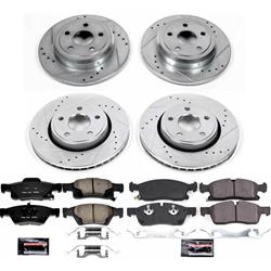 Pads and Rotors, Evolution Sport, Cross-Drilled/Slotted Surface, Iron, Zinc Plated, 12.990 in./12.990 in. Diameter, Z23 Carbon Fiber Ceramic Pads, Kit