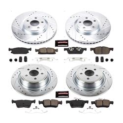 Pads and Rotors, Evolution Sport, Cross-Drilled/Slotted Surface, Iron, Zinc Plated, 12.440 in./12.400 in. Diameter, Z23 Carbon Fiber Ceramic Pads, Kit