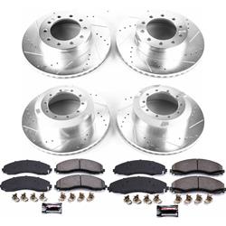 Pads and Rotors, Truck and Tow, Cross-Drilled/Slotted Surface, Iron, Zinc Plated, 15.390 in./15.750 in. Diameter, Z36 Carbon Fiber Ceramic Pads, Kit