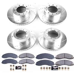 Brake Rotor and Pad Combo, Z23 Evolution Sport Upgrade, Front/Rear, Cross-drilled/Slotted, Zinc Dichromate Plated, Carbon Fiber Ceramic Pads, Ford
