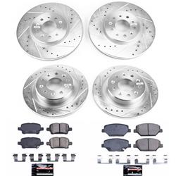 Brake Rotor and Pad Combos, Z23 Evolution Sport Brake Upgrade, Front and Rear, Cross-drilled/Slotted Rotors, Carbon Fiber Ceramic Pads, Buick, GMC,Kit