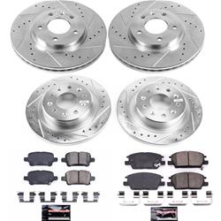 Brake Rotor and Pad Combos, Z23 Evolution Sport Brake Upgrade, Front and Rear, Cross-drilled/Slotted Rotors, Carbon Fiber Ceramic Pads, Chevy, GMC,Kit